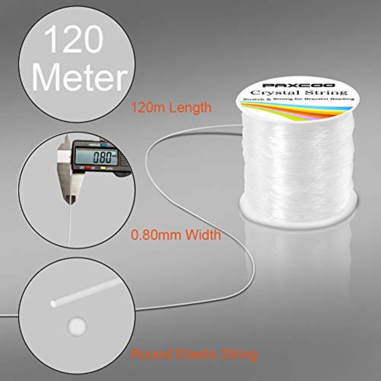 0.8mm Elastic String Stretchy Bracelet Cord Crystal String for Beading and Jewelry Making (120m)